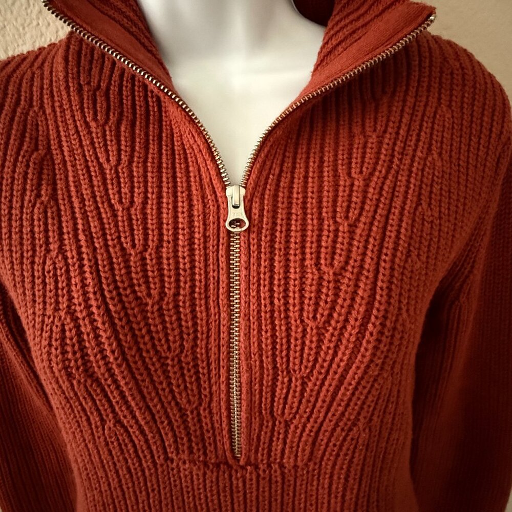 Veronica Beard Misty Half Zip Sweater in Rust Size XS